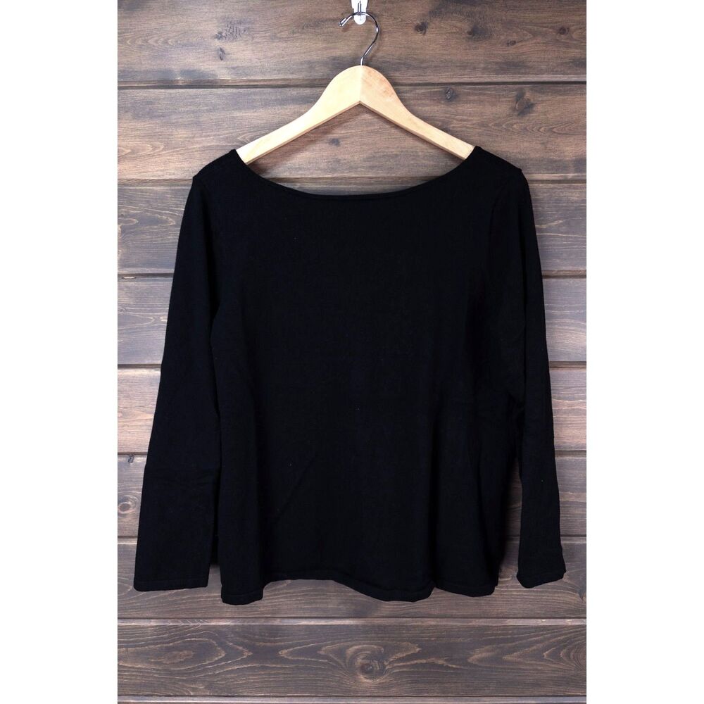 Lilly Pulitzer Liora Sweater Black Womens XL Criss Cross V Neck Long Sleeve
